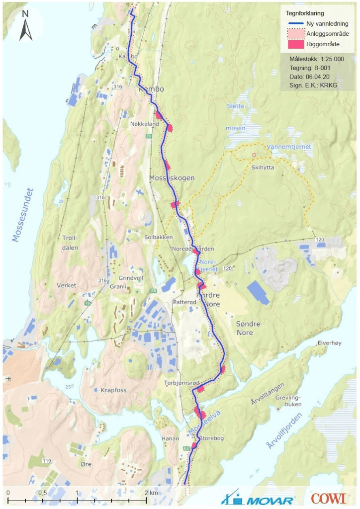 trasevalg hovedvannledning